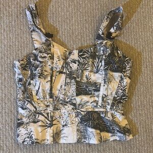 ANTONIO MELANI Black and White Tropical Tank Top